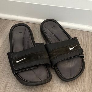 Nike Black Slide Sandals with White Logo